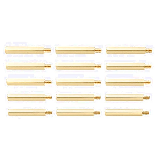 JING Male to Female Thread Spacer Screws Brass Hex Standoff M3 x 50mm,6mm PCB Pillar for Drone Quadcopter, Computer and Circuit Board, Pack of 15,Gold