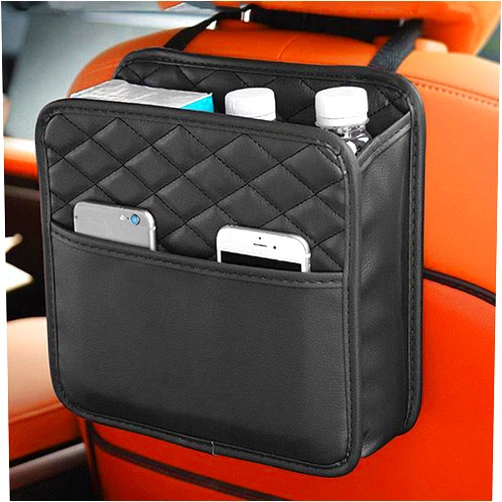 Meirenda Car Back Seat Organizers and Storage, Seat Organizer for Backseat, Premium PU Leather Front & Backseat Car Organizer Universal Waterproof Hanging Car Seat Organizer for Kids & Adults