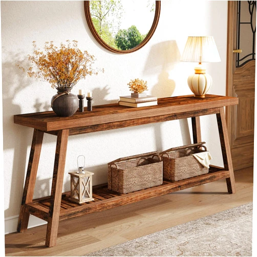 Tribesigns 70.86-Inch Console Table for Entyrway, Farmhouse 2-Tier Entry Entrance Table, Narrow Long Sofa Table Behind Couch, Rustic Brown