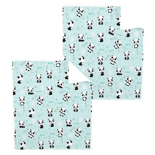 YETTASBIN Panda Washcloths 2 Pack, Soft Absorbent Cotton Baby Face Towels, Washable Reusable Fingertip Towels for Bath Gym Hotel Spa, 12 x 12 Inch