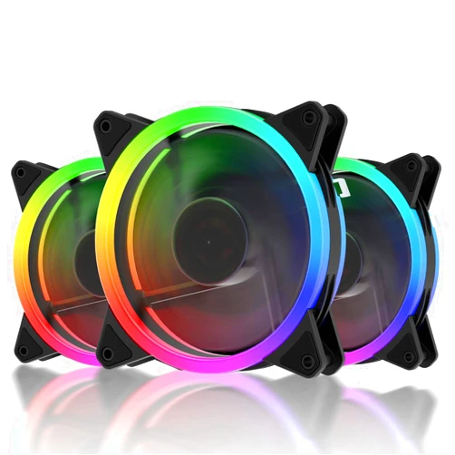 upHere 120mm RGB Case Fan Fan,Quiet Edition High Airflow LED Case Fan for PC Cases-3 Pack,RGB123-3