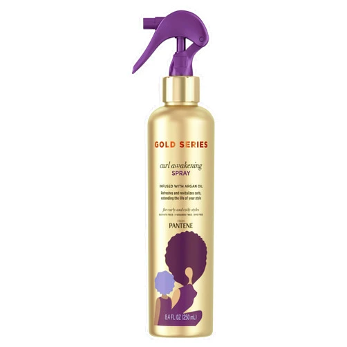 Pantene Gold Series Curl Awakening Spray, for Curly and Coily Hair, Infused with Argan Oil, 8.4 Fl Oz