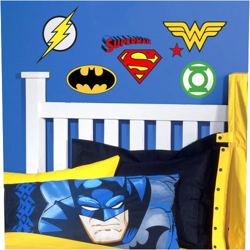 RoomMates RMK2749SCS DC Superhero Logos Peel and Stick Wall Decals 16 count
