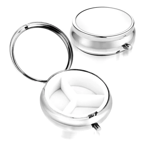 Sibba 3 Compartment Portable Medicine Pill Case, Travel Multi-Functional Moisture Proof Pill Box for Purse & Pocket, Cute Metal Medicine Pill Organizer Box for Vitamins, Fish Oil & Supplements