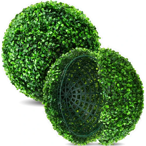 Hotop 2 Pcs Artificial Plant Topiary Ball 4 Layers Garden Spheres Boxwood Balls Artificial Topiaries Spheres Decorative Balls for Backyard, Balcony, Garden, Wedding, Indoor Outdoor Decor (9 Inches)