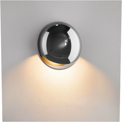 A Aisilan Aisilan Moden LED Wall Sconce, Black Luxury Wall Mount Lamp, Chrome Sleek Wall Spotlight Fixture, 5W 3000K Circle Sconce Wall Lighting for Bedside Bedroom Living Room Hallway Bathroom