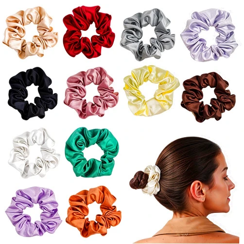 Nogeqi 12 Pack Silk Hair Ties for Women Satin Scrunchies Elastic Silk Scrunchies for Curly Hair No Damage Hair Scrunchies for Girls Girls Scrunchies for Women Girls Hair Accessories(12 Colors)