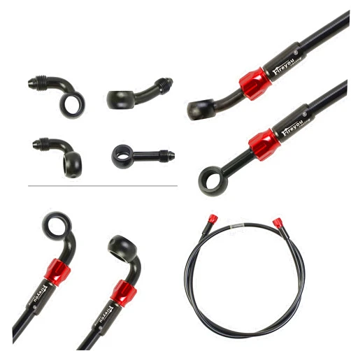 Fireyouracing Motorcycle Brake Hose Braided,400-2400mm AN3 Hydraulic Clutch Tube Oil DOT Fluid Pipe Line Stainless Steel for ATV Dirt Pit Street Racing Bike,Removing Fittings Banjo (Black/600mm)