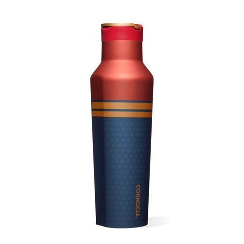 Corkcicle Marvel Sport Canteen - Triple-Insulated Stainless Steel Water Bottle - Straw Cap & Folding Metal Handle - Summer Drinkware Gift - Keeps Drinks Ice Cold - Captain Marvel - 20 oz