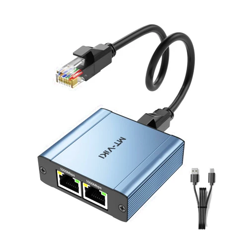 MT-VIKI Ethernet Splitter 1 to 2 High Speed 1000Mbps, Gigabit Dual RJ45 Splitter Adapter for Cat5/5e/6/7/8 Cable [2 Devices Simultaneously Networking]