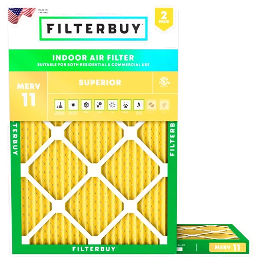 Filterbuy 10x12x1 Air Filter MERV 11 Allergen Defense (2-Pack), Pleated HVAC AC Furnace Air Filters Replacement (Actual Size: 10.00 x 12.00 x 1.00 Inches)