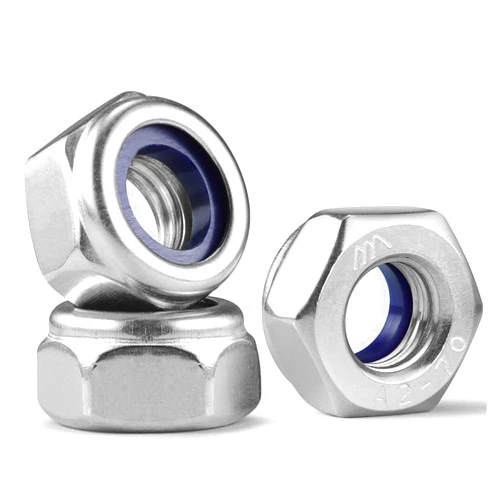 BNUOK 50Pcs M8-1.25 Lock Nuts, Nylon Insert Locknuts 304 Stainless Steel 18-8 SS A2-70 Self-Locking Nuts, Coarse Thread Hex Nylock Nuts