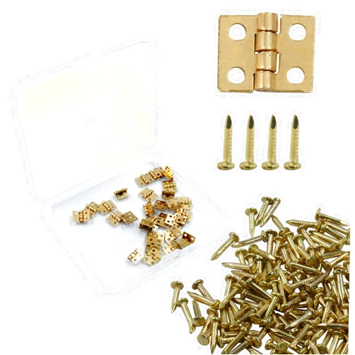 LifCratms 30 Pieces Mini Pure Copper Hinges Gold Hinges Decorative Butt Hinges, Vintage Jewelry Box Small Hinges Folding Butt Replacement for Cabinet DIY Accessories (0.4 x 0.3inch/10 x 8mm)