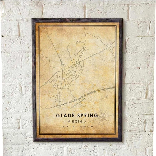 MG Global Print Poster of Old Glade Spring Virginia | 11x17 12x18 16x24 24x36 Unframed Historical Wall Art | Hometown City Gift | Vintage Antique Rustic Home Office Decor
