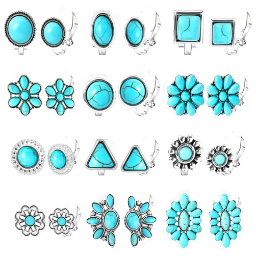 NEWITIN 12 Pairs Clip On Earrings for Women Cute Earring Crystal Pearl Stud Charming Fashion Earring Non Piercing Clip on Stud Earrings for Women