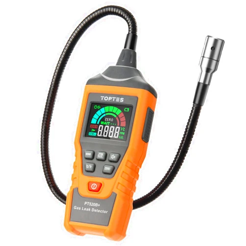 TOPTES PT520B+Rechargeable Natural Gas Detector, Gas Leak Detector with a 17-inch Probe to Situate Gas Leaks for Propane, Natural Gas, Methane, LPG in RV or Home, Measuring PPM or%LEL - Orange