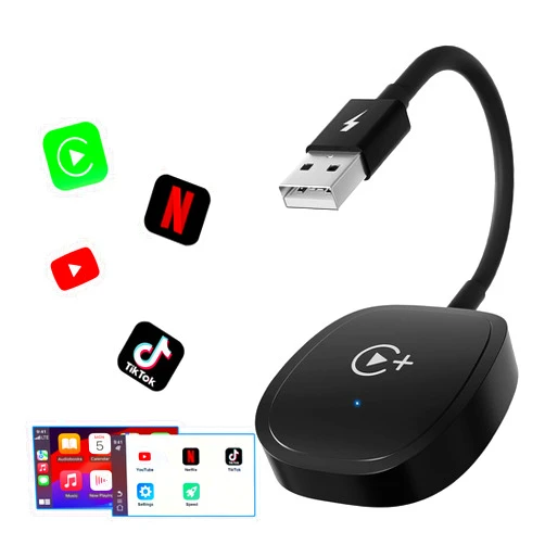 XHU Wireless CarPlay Adapter, CarPlay Wireless Adapter Supports Netflix, YouTube, and Tiktok Stream Media Play, for OEM Wired CarPlay to Wireless Dongle, Fits for Cars from 2016 & iOS 10+ Phone