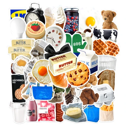 XDGNBY 50 Pcs Cute Milk Cookie Stickers Afternoon Tea Time Stickers,Y2K Aesthetic Stickers for Laptop Water Bottles Luggage Decals Vinyl Waterproof Stickers for Kids Teens Adults (Milk Cookie)