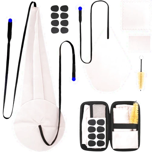 Eison Saxophone Cleaning Kits with Case for Sax and Clarinet Flute Trumpet Instruments,8PCS Saxophone Mouthpiece Cushion,Mouthpiece Brush Microfiber Cleaning Cloth（Beige）