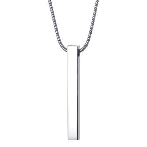 MOO&LEE Stainless Steel Bar Pendant Necklace for Men and Women, Couples Necklaces 22 Inches Snake Chain, Unisex