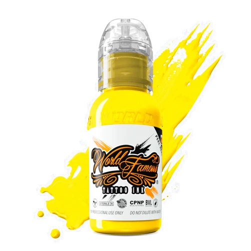 World Famous Tattoo Ink - Canary Yellow Tattoo Ink - Professional Tattoo Ink & Tattoo Supplies - Skin-Safe Permanent Tattooing in Bold Shades - Vegan & Non-Toxic (1 oz)