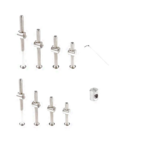 Lhazemu 32Set Baby Bed Frame Bolts，Crib Screws Hardware Replacement Kit-M6x12mm/16mm/25mm/35mm/45mm/55mm/65mm/75mm Hex Drive Socket Cap Screws Barrel Nuts. (Silver)