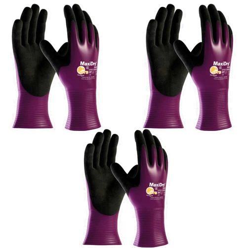 MaxiDry 3 Pack MaxiDry ATG Ultra Lightweight Nitrile Grip Oil-Resistant Glove 56-426, Sizes S-XL (Small)