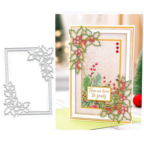 Anxendong Leaves Foliage Frame Metal Die Cuts Cutting Dies, Leaves Foliage Frame Paper Cards Cutting Dies Cut Stencils for DIY Embossing Card Making Book Tags Decorative Paper Dies Scrapbooking