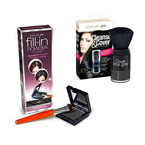 Cover Your Gray Fill In Powder with Cleanse and Cover Combo - Black