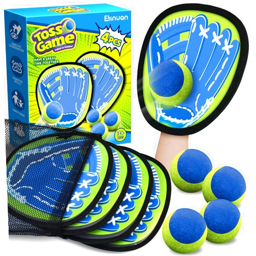Ellinjan 4 Packs Catch Ball Game Set, Baseball Training Glove, Outdoor Toys, Summer Pool Beach Yard Backyard Camping Sports Play Toy Games for Toddlers Kids Teens Adults Family Game, Fun Ideal Gifts
