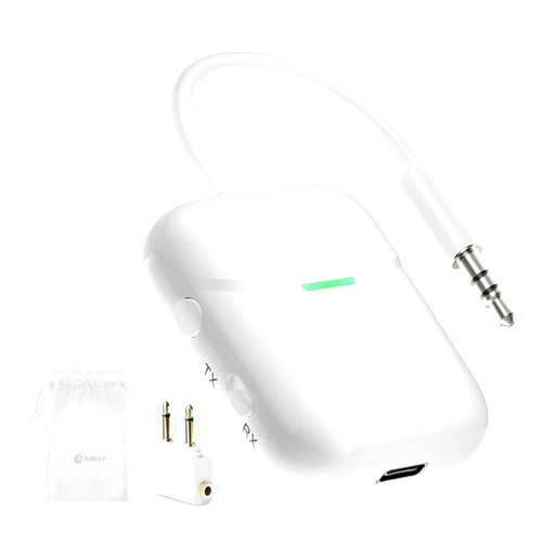 Nulaxy Air in-Flight Bluetooth Wireless Audio Transmitter Receiver for up to 2 AirPods & Wireless Headphones, Bluetooth Adapter for All 3.5mm Jacks on Airplanes, Gym Equipment, TVs & Gaming Consoles