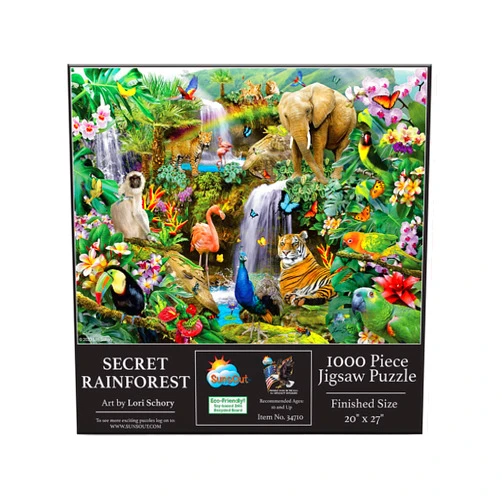 SUNSOUT INC - Secret Rainforest - 1000 pc Jigsaw Puzzle by Artist: Lori Schory - Finished Size 20
