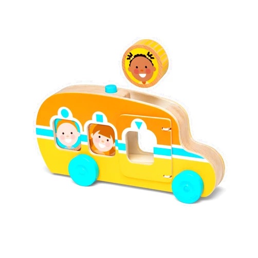 Melissa & Doug GO Tots Wooden Roll & Ride Bus with 3 Disks - FSC Certified