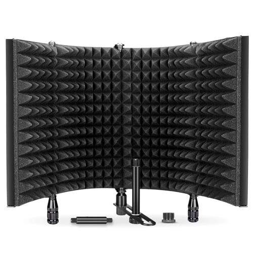 Aokeo Studio Recording Microphone Isolation Shield, Pop Filter.High density absorbent foam is used to filter vocal. Suitable for blue yeti and any condenser microphone recording equipment