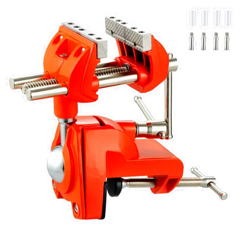 MAXMAN Clamp Bench Vise with Post Universal 8 Inch Woodworking Vise 360° Heavy Duty Cast Steel Table Clamp Vise with Swivel Base for Workbench DIY Projects, Handcraft Creations