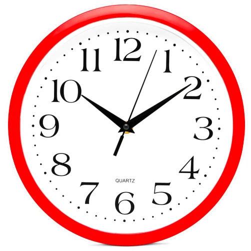 Bernhard Products Red Wall Clock Silent Non Ticking - 10 Inch Quality Quartz Battery Operated Round Easy to Read Home/Kitchen/Office/Classroom/School Clocks, Vintage Retro Red Frame Black Numbers