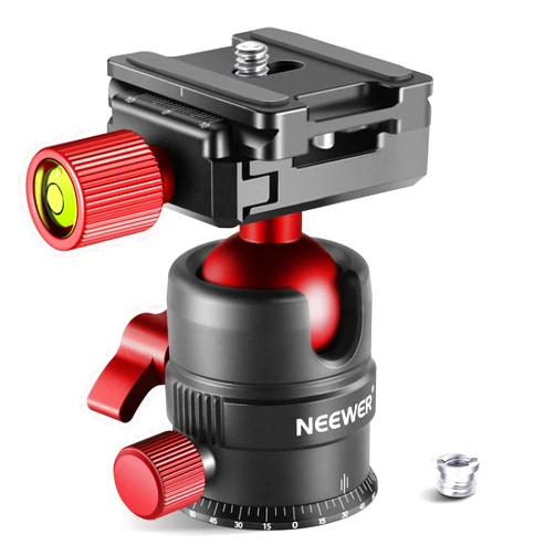 NEEWER Tripod Head, 360° Rotating Panoramic Ball Head with 1/4” Quick Shoe Plate for Tripod Monopod Slider DSLR Camera Camcorder, Max Load up to 5kg/11lb – GM28