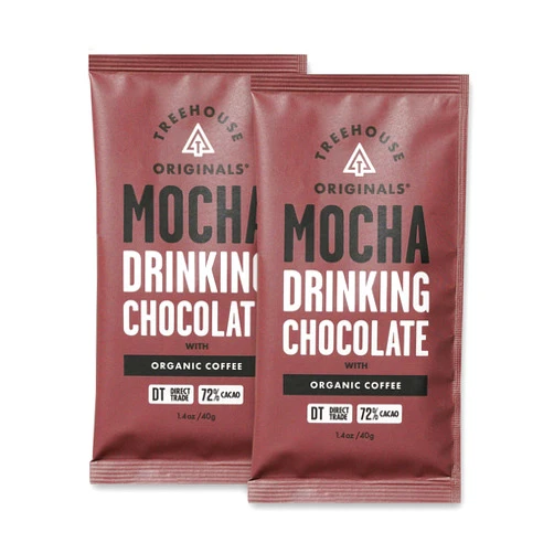 Treehouse Originals Organic Hot Chocolate | 72% Cacao Peruvian Dark Chocolate | Gluten-Free, Soy-Free, Hot Cocoa Mix | 1.2 oz (Mocha, 2 Pack)