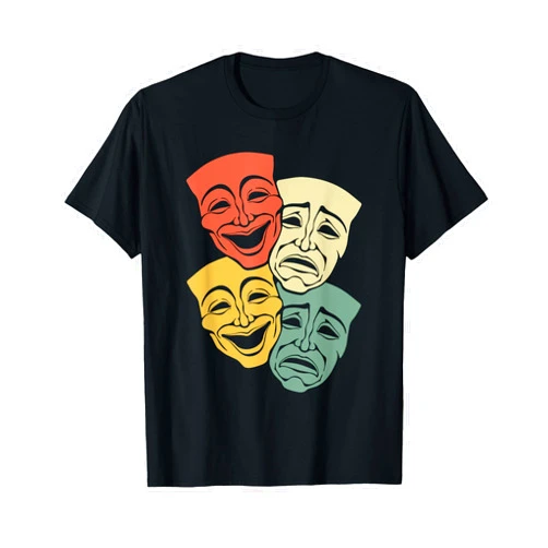 Melpomene And Thalia Retro Vintage Act Theatre Melpomene And Thalia Retro Vintage Broadway Drama Theater T-Shirt