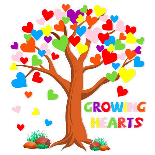 Konsait Tree Heart Bulletin Board Decorations, 101Pcs Colorful Growing Hearts Rocks Trees Cutouts for Classroom & Home Wall Decorations, Year-Round Display