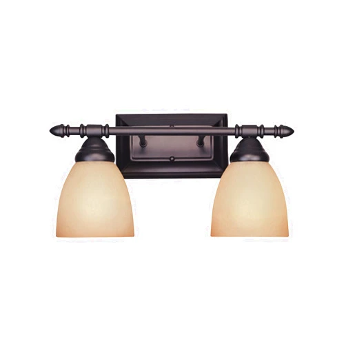 Designers Fountain 94002-ORB Apollo Collection 2-Light Bath Bar, Oil Rubbed Bronze Finish with Amber Sandstone Glass Shade