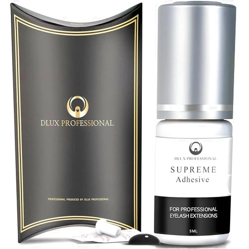DLUX PROFESSIONAL Professional Eyelash Extension Glue for Professionals, Latex Free, 8 Week Retention, Semi-Permanent Individual and Volume Lashes (Supreme 1 sec)