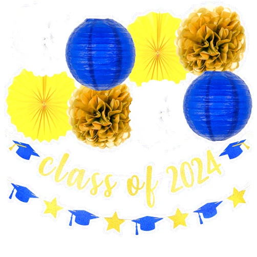 TeePolly Class of 2024 Banner Blue and Gold, Class Of 2024 Graduation Decorations Blue Gold 2024 Graduation Banner for College Graduation Party Decorations 2024