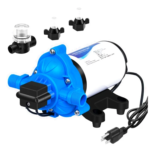 DC HOUSE 110 Volt RV Water Pressure Diaphragm Pump 4GPM 50PSI 33-Series 110V AC Camper On Demand Water Transfer Pump Electric with Power Plug for Bathroom Kitchen Food Truck Sprinkler Irrigation