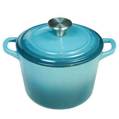 Flavehc Dutch Oven Pot with Lid 1.8 qt Cast Iron Dutch Oven for Bread Baking Slateblue Enameled Cast Iron Rice Pot with Handels
