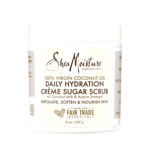 SheaMoisture Shea Moisture Skin Care, Daily Hydration Crème Sugar Scrub with Virgin Coconut Oil, Coconut Milk & Acacia Senegal, Gluten Free Exfoliating Body Scrub, Soften & Nourish Skin, 8 Oz.