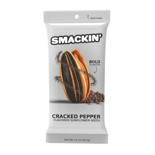 SMACKIN' Sunflower Seeds | Roasted Jumbo Sunflower Seeds | Cracked Pepper Sampler Pack | 1.5 Ounce Flavored Sunflower Seeds | Small-Batch, American Made Sunflower Seeds | Keto Snacks (6 Bags, Cracked Pepper)