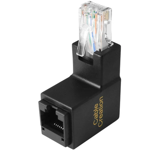 LUORNG Cat5e/Cat6 RJ45 Ethernet Adapter 90 Degree Ethernet LAN RJ45 Male to Female Right Angle Network Cat5 / Cat5e / Cat6 Extender Adapter (Up Angle)