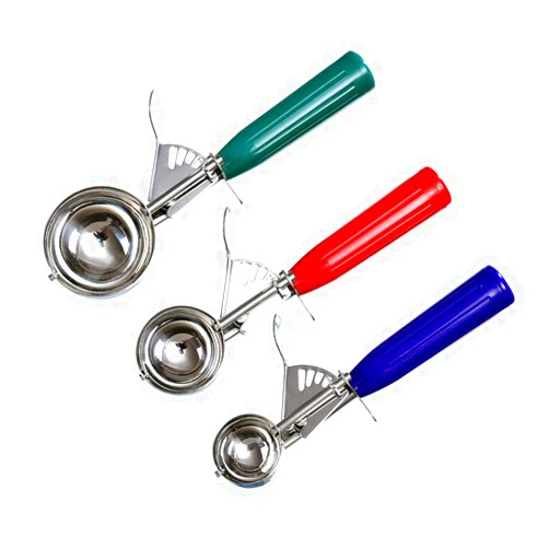 Longluosi Cookie Scoop Set of 3 With Plastic Handle, Ice Cream Scoop with Trigger, Size Large（2.49 Inch）- Medium（1.97 Inch）- Small（1.58 Inch） Size Polishing 18/8 Stainless Steel Cupcake Scoop