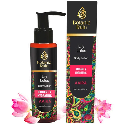 Botanic Rain Organic Body Lotion With Lily & Lotus - Body Lotion For Crepey Skin, Body Lotion For Women, Natural, Vegan and Ayurveda Products - 6.76 fl oz